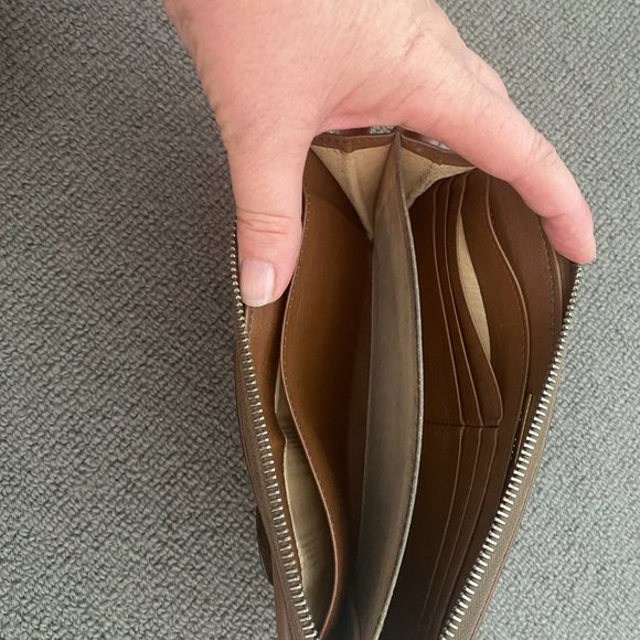 GENUINE MARC JACOBS BROWN LEATHER WALLET - GOLD HARDWARE - MADE IN ITALY - Picture 5 of 6